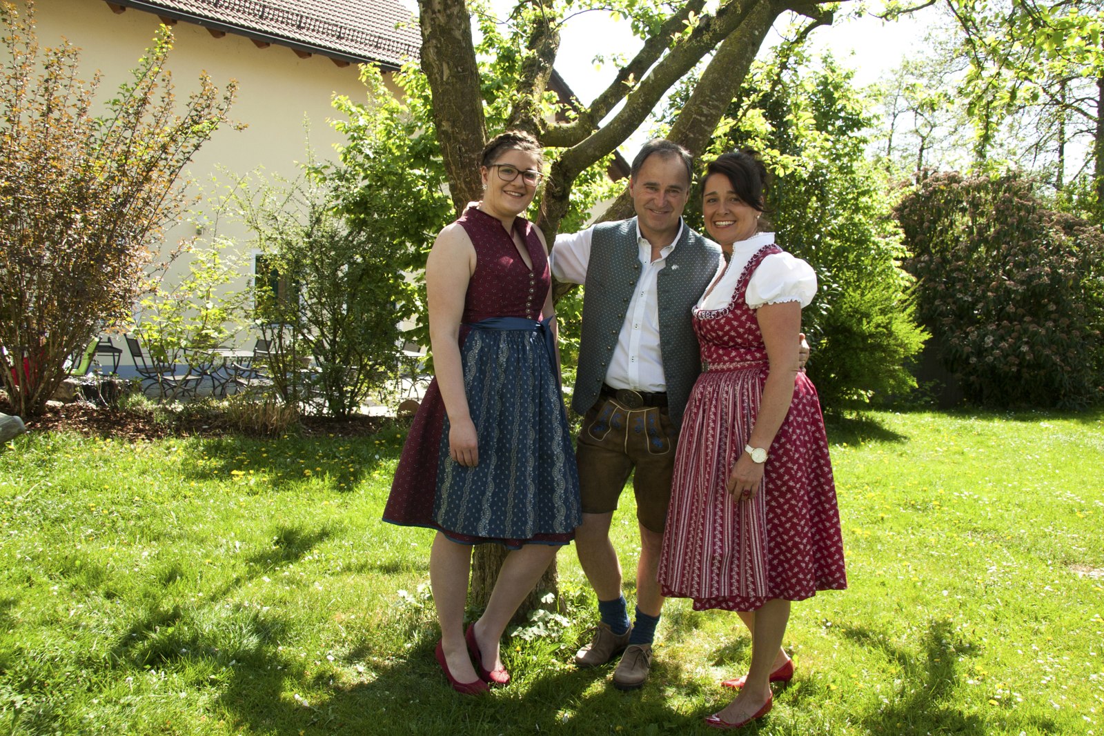 Family in the guesthouse garden